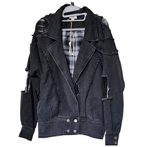 Black Distressed Jean Jacket